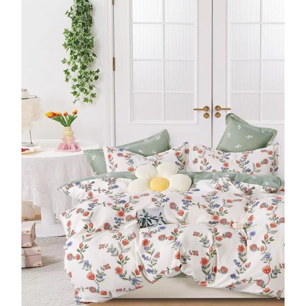 Lenjerie de Pat din Finet cu 2 Fete, 6 Piese, Pat 2 Persoane, LF6DOU1