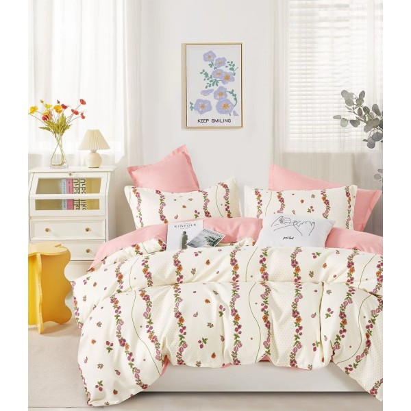 Lenjerie de Pat din Finet cu 2 Fete, 6 Piese, Pat 2 Persoane, LF6DOU8