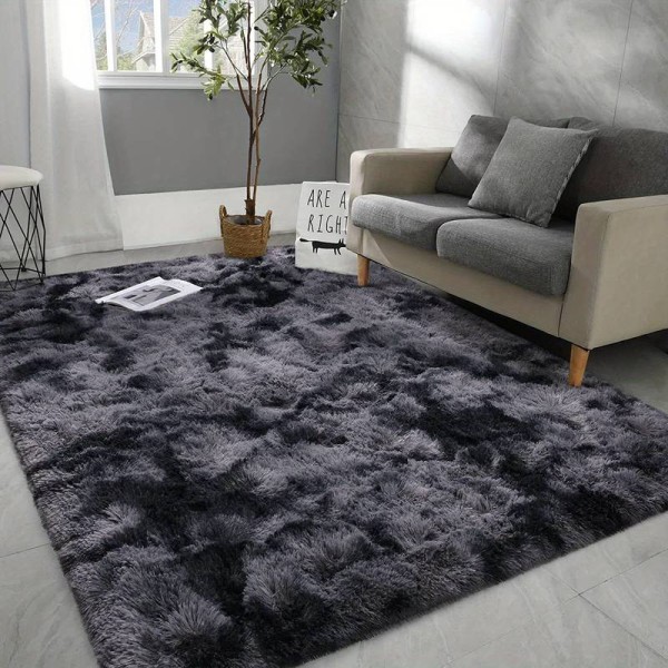 Traversa antiderapantă fluffy ,Covor pufos, moale, compatibil multiple spatii si stiluri, grosime 4cm,150cm x 200, gri  degrade