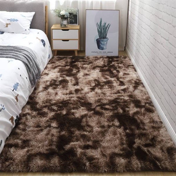 Traversa antiderapantă fluffy ,Covor pufos, moale, compatibil multiple spatii si stiluri, grosime 4cm,150cm x 200, maro