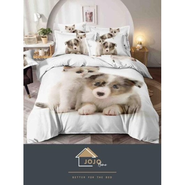 Set Lenjerie de Pat cu Elastic, Finet, 3D, 4 Piese J1PE21 Set Lenjerie de Pat cu Elastic, Finet, 3D, 4 Piese J1PE21