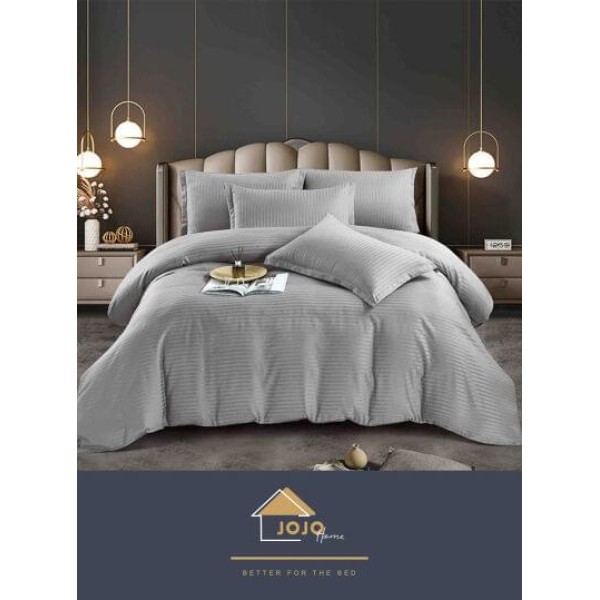 Lenjerie de pat, 2 persoane, damasc, 6 piese, cu elastic, UniDeluxe LDJ6PE2