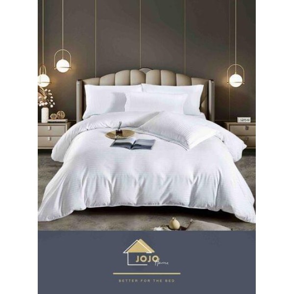 Lenjerie de pat, 2 persoane, damasc, 6 piese, cu elastic, UniDeluxe LDJ6PE7