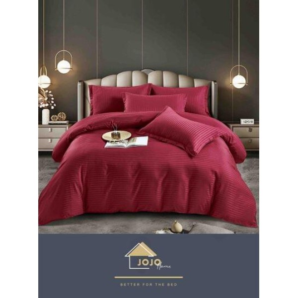 Lenjerie de pat, 2 persoane, damasc, 6 piese, cu elastic, UniDeluxe LDJ6PE13