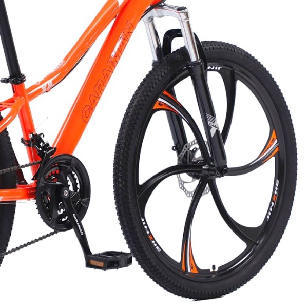 Bicicletă Caraiman, roți 24 sau 26  inch, cadru oțel, frâne pe disc, PORTOCALIE , TBA1