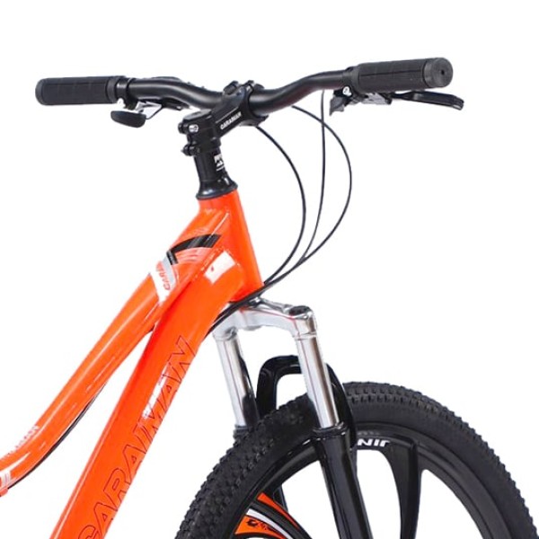 Bicicletă Caraiman, roți 24 sau 26  inch, cadru oțel, frâne pe disc, PORTOCALIE , TBA1