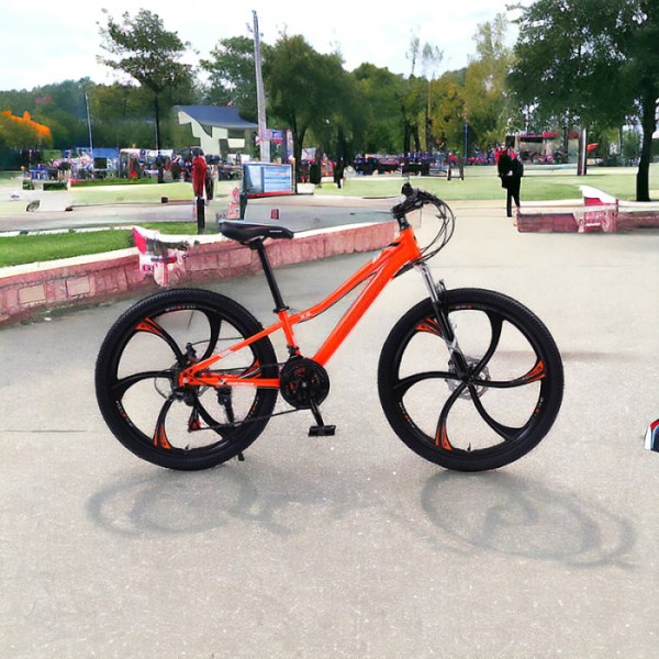 Bicicletă Caraiman, roți 24 sau 26  inch, cadru oțel, frâne pe disc, PORTOCALIE , TBA1