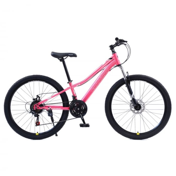 Bicicletă Caraiman, roți 24 sau 26 inch, cadru oțel, frâne pe disc, roz, TBA5