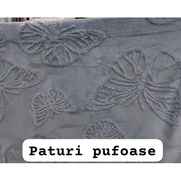 Pătura Cocolino 1200gr, 200x230cm, fluturi 3D în relief, gri , PC3DP3