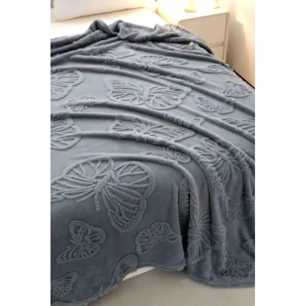 Pătura Cocolino 1200gr, 200x230cm, fluturi 3D în relief, gri , PC3DP3