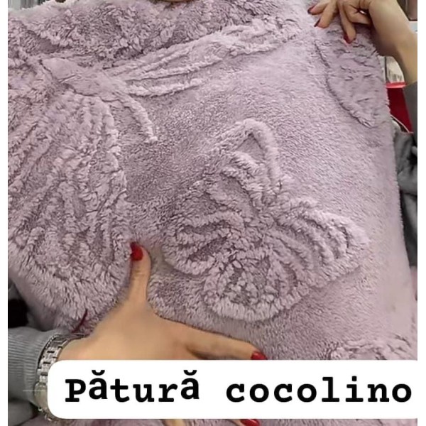 Pătura Cocolino 1200gr, 200x230cm, fluturi 3D în relief, LILA , PC3DP4