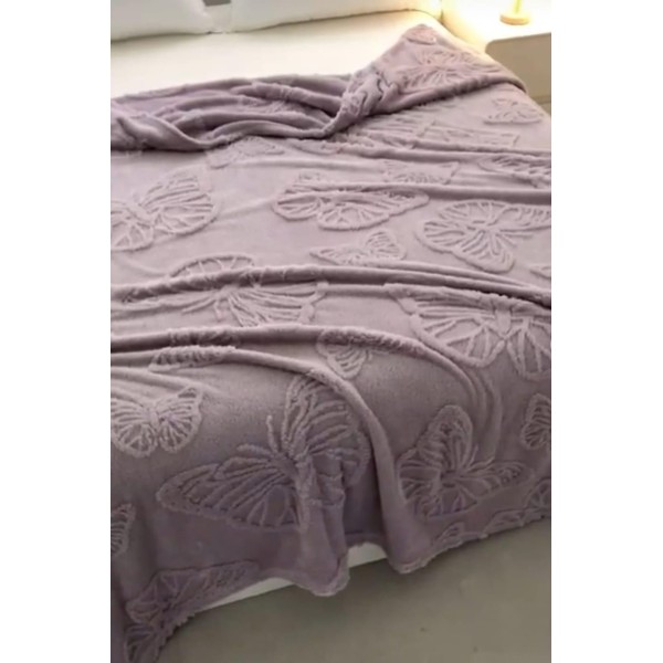 Pătura Cocolino 1200gr, 200x230cm, fluturi 3D în relief, LILA , PC3DP4