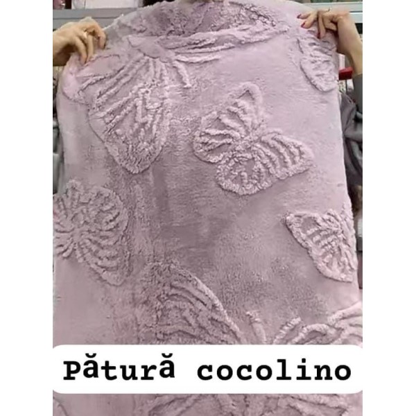 Pătura Cocolino 1200gr, 200x230cm, fluturi 3D în relief, LILA , PC3DP4