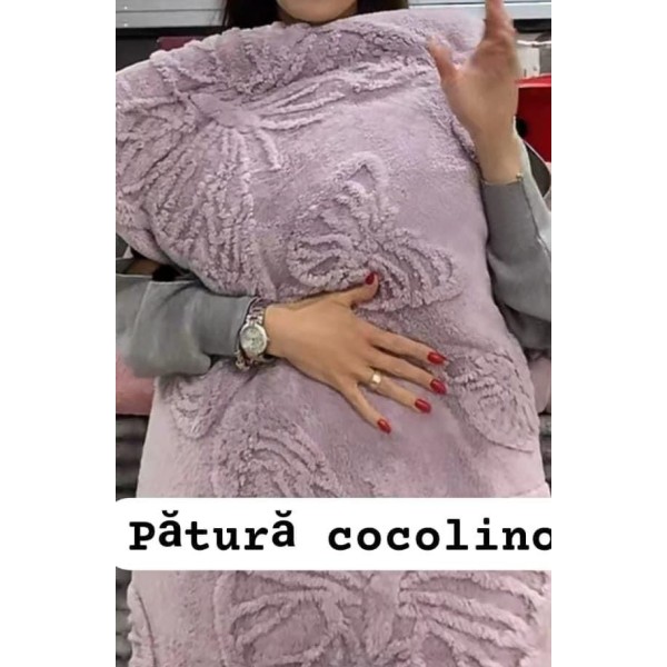 Pătura Cocolino 1200gr, 200x230cm, fluturi 3D în relief, LILA , PC3DP4