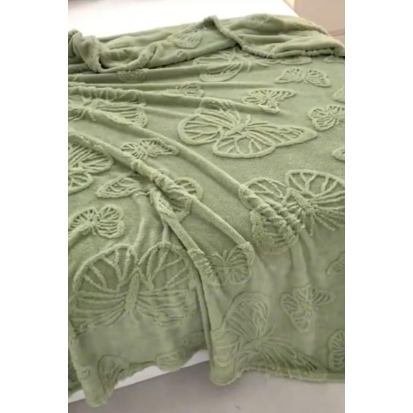 Pătura Cocolino 1200gr, 200x230cm, fluturi 3D în relief, VERDE , PC3DP9