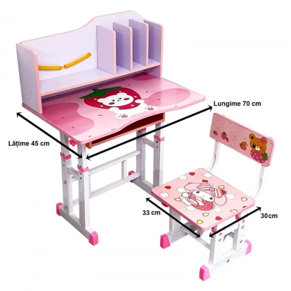 Birou pentru copii, reglabil, Ursulet, dimensiune 70×45 cm B1
