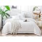 Lenjerie DIN FINET 6 piese, CEARCEAF DE PAT CU ELASTIC, pat dublu, chenar brodat, ALB,  LFE6PP1