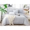 Lenjerie DIN FINET 6 piese, CEARCEAF DE PAT CU ELASTIC, pat dublu, chenar brodat, GRI,  LFE6PP3