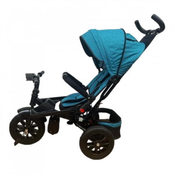 Tricicleta copii cu scaun reversibil si spatar reglabil negru-auriu 5099 EVA