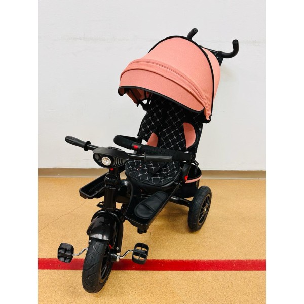 Tricicleta copii cu scaun reversibil si spatar reglabil negru-auriu 5099 EVA