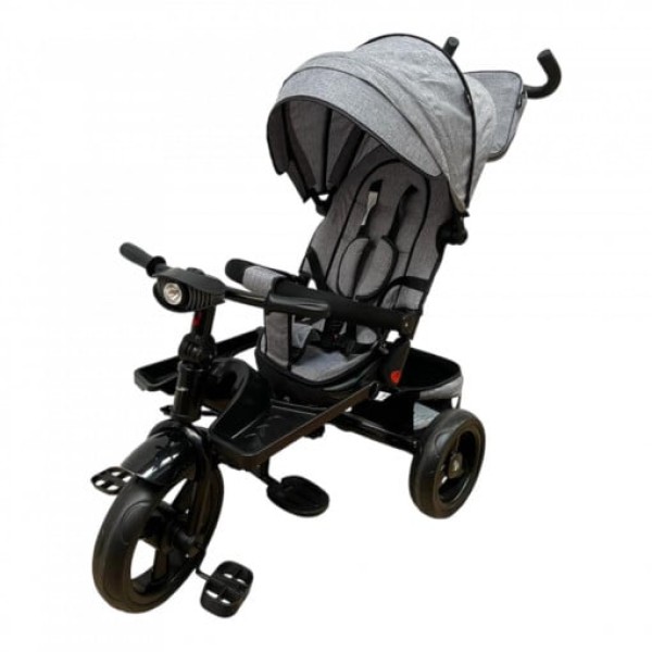 Tricicleta copii cu scaun reversibil si spatar reglabil negru-auriu 5099 EVA