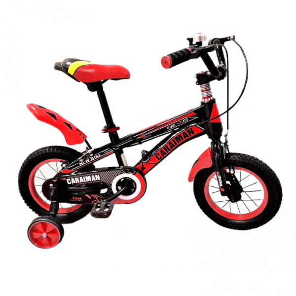 Bicicleta CARAIMAN 12J, Negru-ROSU, Roti 12 inch, Roti Ajutatoare, Varsta 3-5 ani Bicicleta CARAIMAN 12J, Negru-ROSU, Roti 12 inch, Roti Ajutatoare, Varsta 3-5 ani