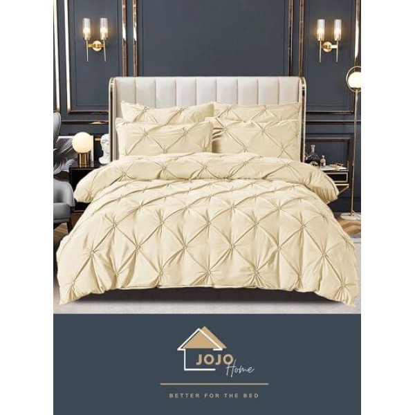 Lenjerie pat dublu, BUMBAC FINET, 6 piese PREMIUM, cu PLIURI CUSUTE 3D , LFPJ2