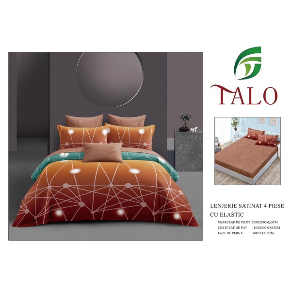 Lenjerie dublă, Bumbac satinat cu Elastic, 4 piese, COD: TRS18 Lenjerie dublă, Bumbac satinat cu Elastic, 4 piese, COD: TRS18