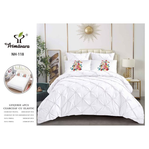 Set Lenjerie pliuu uni 6 piese bumbac finet delux pat dubluu cu elastic LC6PPLE9 Set Lenjerie pliuu uni 6 piese bumbac finet delux pat dubluu cu elastic LC6PPLE9
