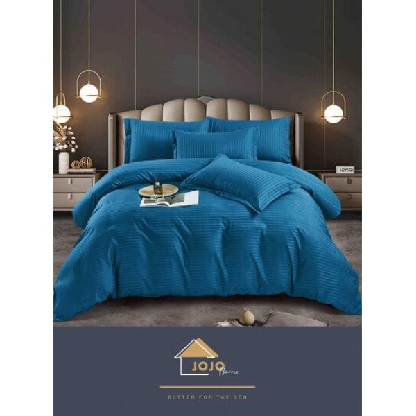 Lenjerie de pat, 2 persoane, damasc, 6 piese, cu elastic, UniDeluxe LDJ6PE15