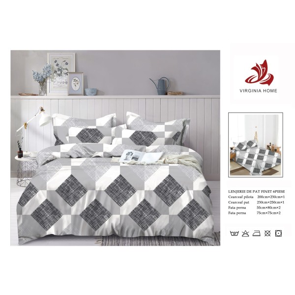 Oferta TRIO Lenjerie de pat din finet  formata din 6 piese LFOTM24