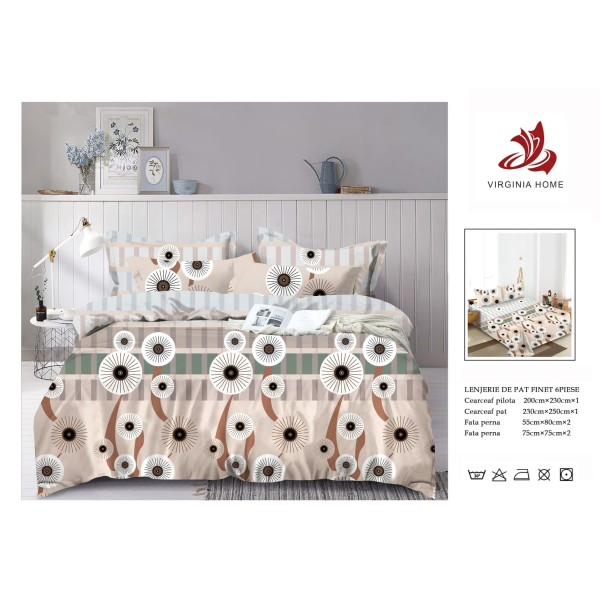 Oferta TRIO Lenjerie de pat din finet  formata din 6 piese LFOTM28