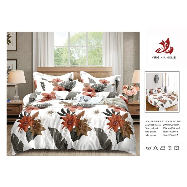 Oferta TRIO Lenjerie de pat din finet  formata din 6 piese LFOTM37