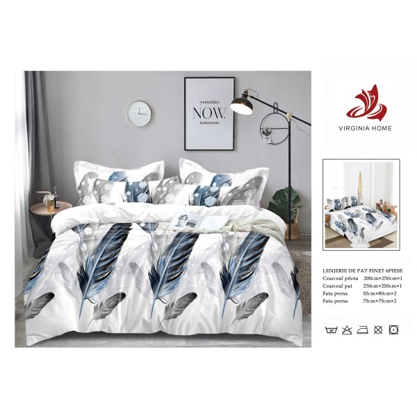 Oferta TRIO Lenjerie de pat din finet formata din 6 piese LFOTM38 Oferta TRIO Lenjerie de pat din finet formata din 6 piese LFOTM38