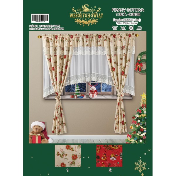 SET PERDEA CU DRAPERIE MOTIVE CRACIUN PMC7 SET PERDEA CU DRAPERIE MOTIVE CRACIUN PMC7