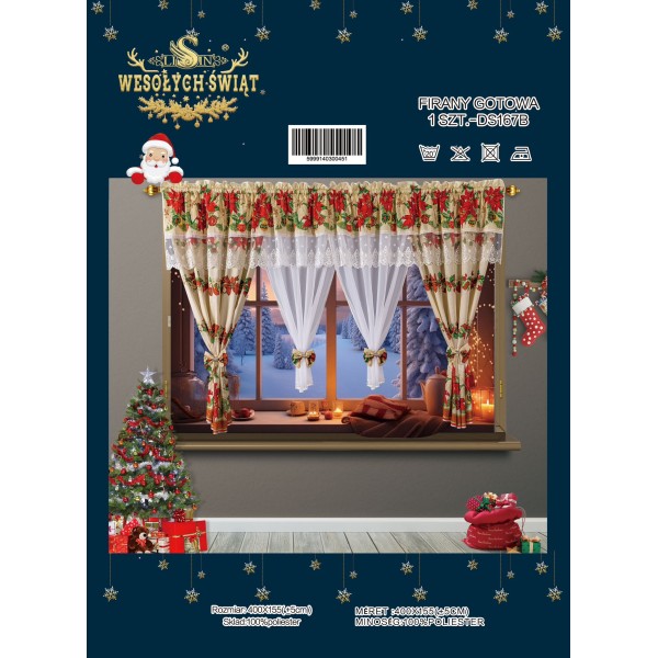 SET PERDEA CU DRAPERIE MOTIVE CRACIUN PMC10 SET PERDEA CU DRAPERIE MOTIVE CRACIUN PMC10