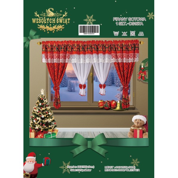 SET PERDEA CU DRAPERIE MOTIVE CRACIUN PMC11 SET PERDEA CU DRAPERIE MOTIVE CRACIUN PMC11