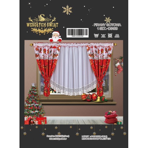 SET PERDEA CU DRAPERIE MOTIVE CRACIUN PMC12 SET PERDEA CU DRAPERIE MOTIVE CRACIUN PMC12