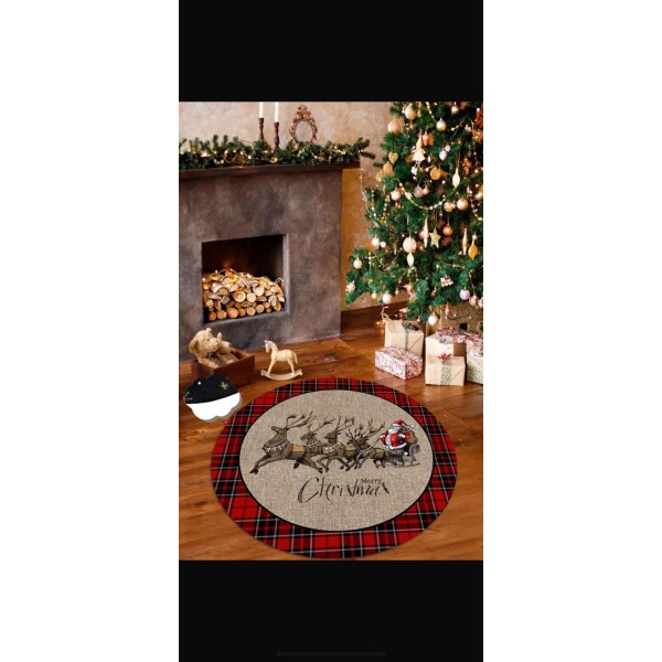 Covor decorativ Crăciun, rotund, antiderapant, diametru 100 cm, CCR3