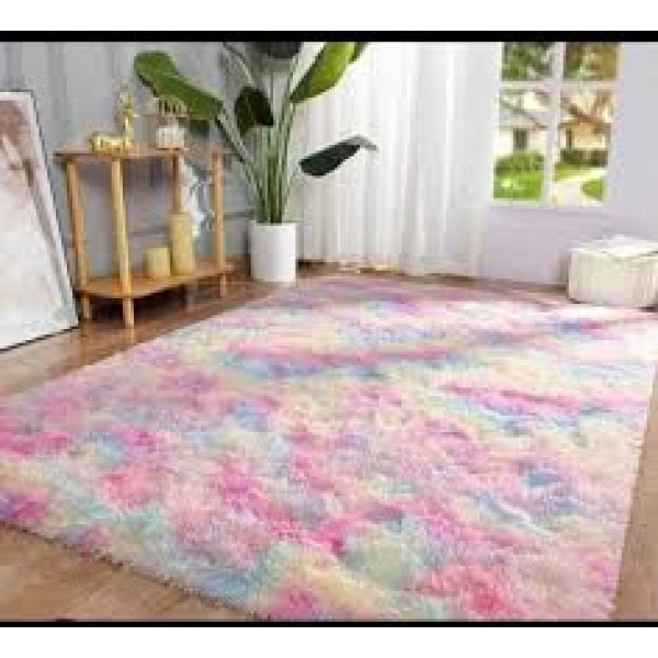 Traversa antiderapantă fluffy ,Covor pufos, moale, compatibil multiple spatii si stiluri, grosime 4cm,150cm x 200,BUBBLE GUM