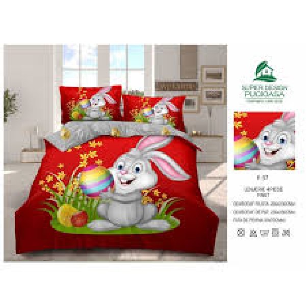 Lenjerie Bumbac 100% tip finet-model identic cu poza, 2 fețe, 4 piese Cod: PST24 Lenjerie Bumbac 100% tip finet-model identic cu poza, 2 fețe, 4 piese Cod: PST24
