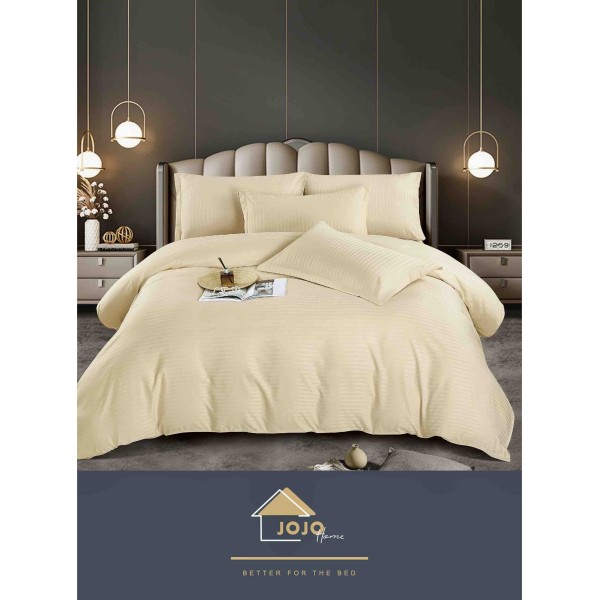 Lenjerie de pat, 2 persoane, damasc, 6 piese, cu elastic, UniDeluxe LDJ6PE9