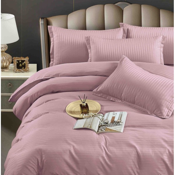 Lenjerie de pat, 2 persoane, damasc, 6 piese, cu elastic, UniDeluxe LDJ6PE16