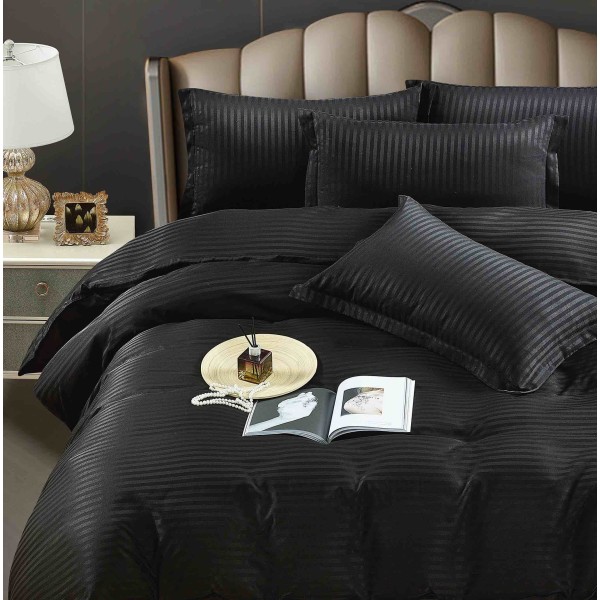 Lenjerie de pat, 2 persoane, damasc, 6 piese, cu elastic, UniDeluxe LDJ6PE12