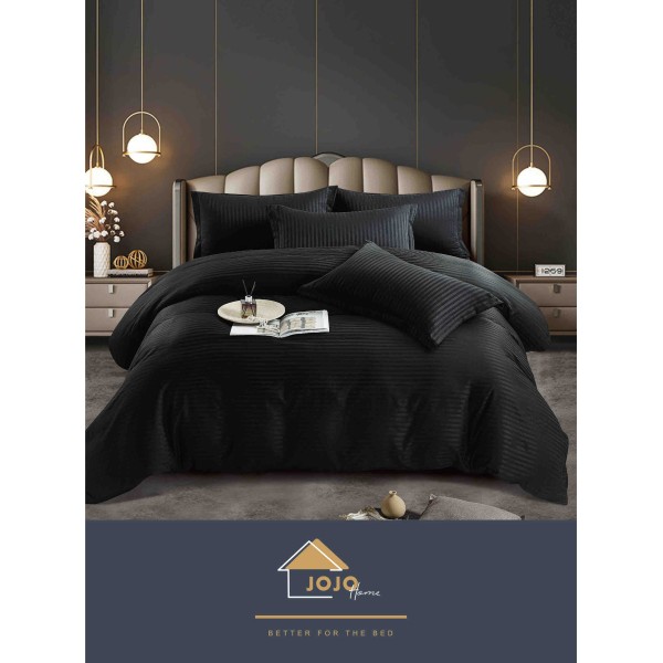 Lenjerie de pat, 2 persoane, damasc, 6 piese, cu elastic, UniDeluxe LDJ6PE12