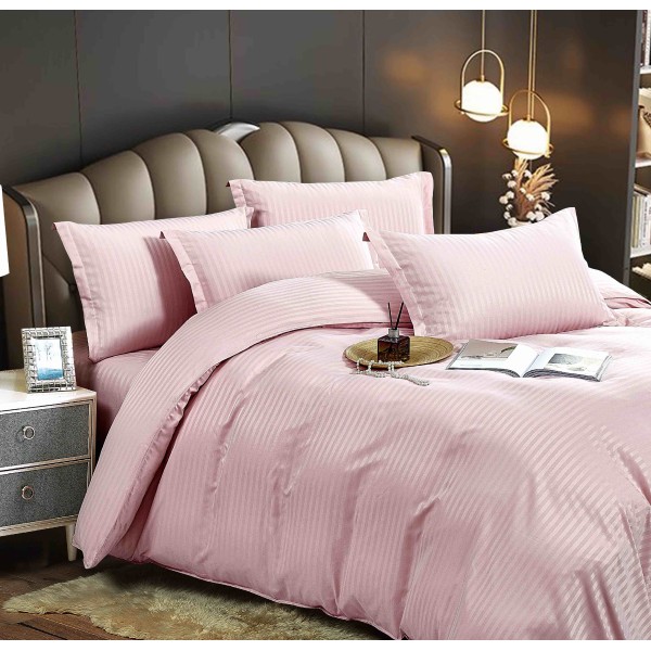 Lenjerie de pat, 2 persoane, damasc, 6 piese, cu elastic, UniDeluxe LDJ6PE11