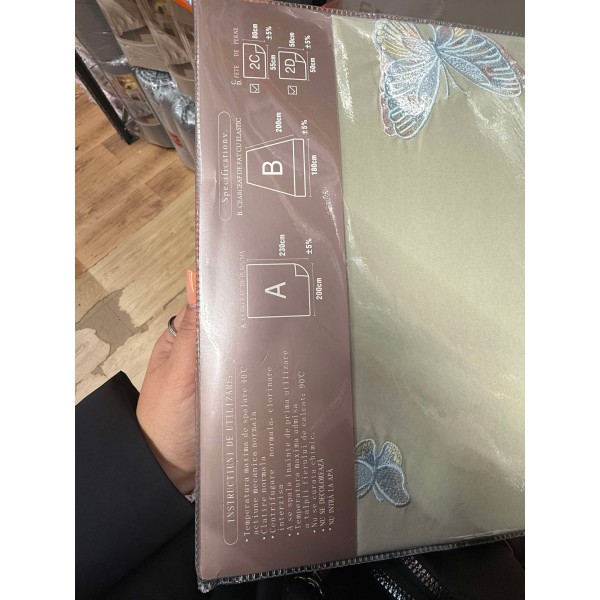 Lenjerii SOFT Brodate din Bumbac Finetat super CATIFELAT 6 piese - Cearceaf ELASTIC, LFC11