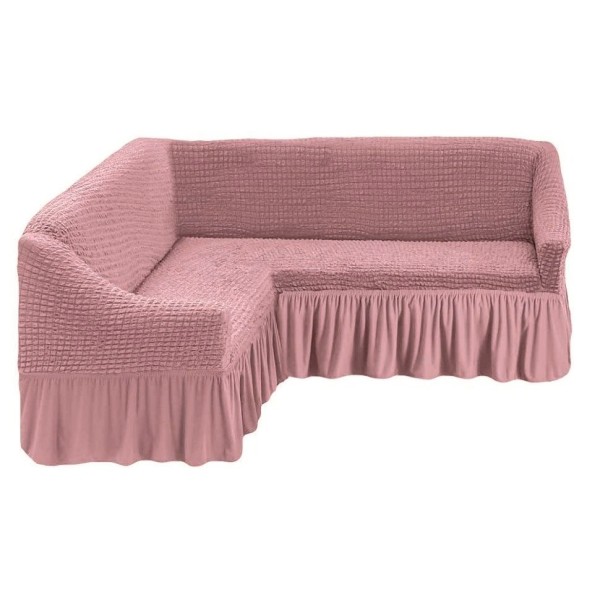 Husa creponata cu volane pentru coltar  roz