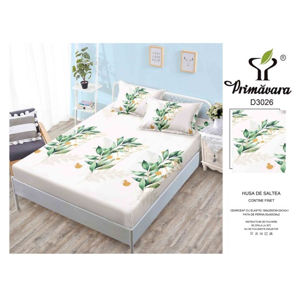 Husa de pat din Finet cu Elastic cu 2 fete de perna ,Pat 2 Persoane,160x200CM, HFC7 Husa de pat din Finet cu Elastic cu 2 fete de perna ,Pat 2 Persoane,160x200CM, HFC7