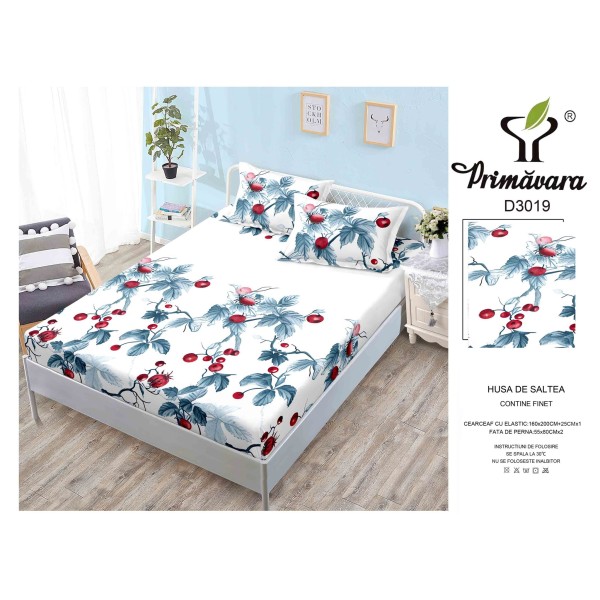 Husa de pat din Finet cu Elastic cu 2 fete de perna ,Pat 2 Persoane,160x200CM, HFC8
